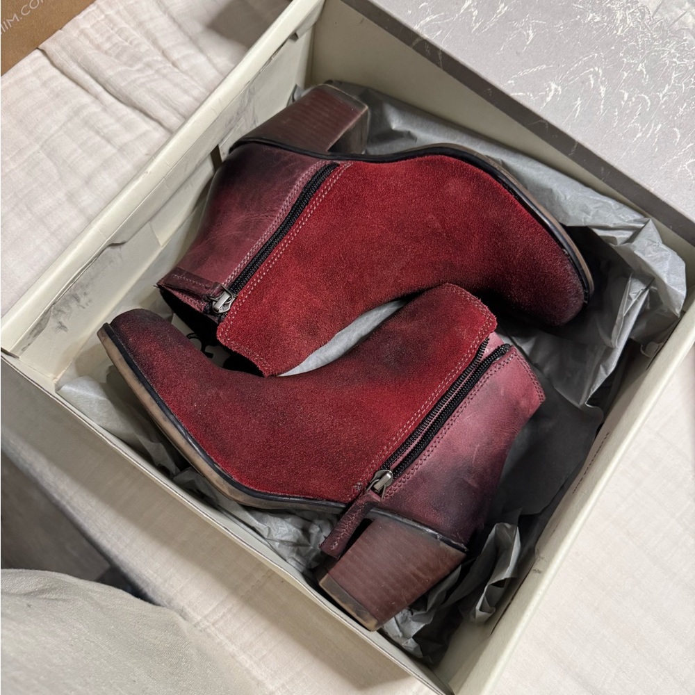 Women's Red Suede Ankle Boots